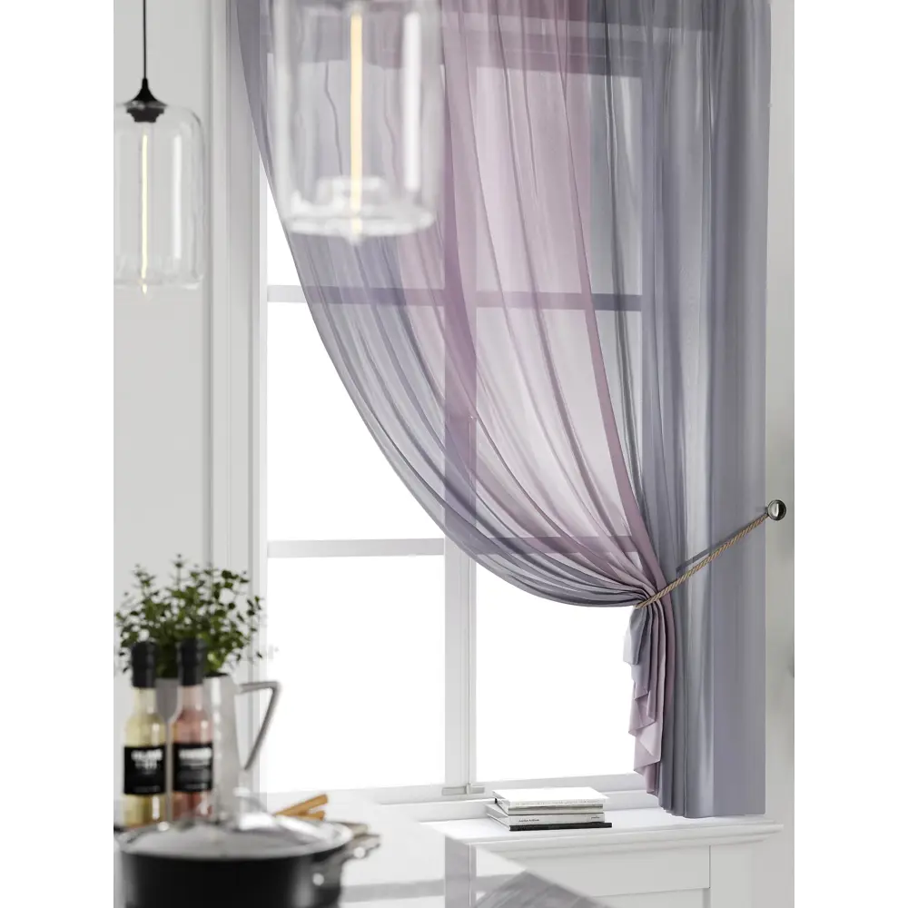 Фото 3 Тюль на ленте Comfy Way Милакси - 18 150x160 см вуаль цвет серый CW590018