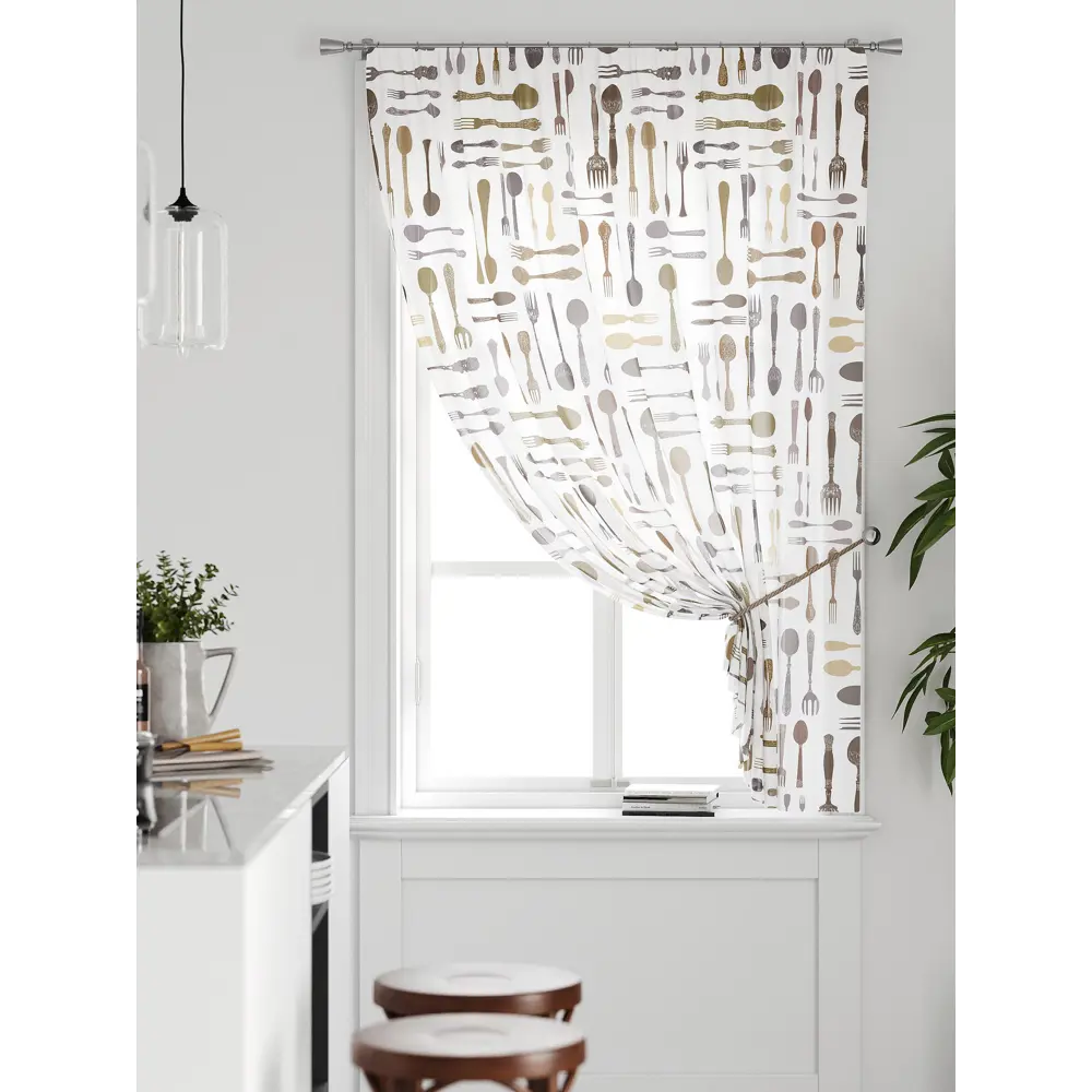 Фото Тюль на ленте Comfy Way Грентил - 01 150x170 см вуаль цвет бежевый CW591001