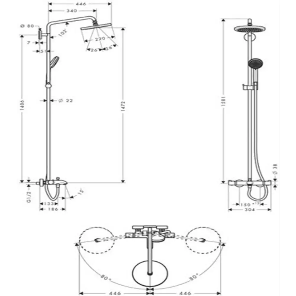 Фото 2 Душевая система HANSGROHE 27223000 HG Croma 220 Showerpipe цвет хром Фото 2 Душевая система HANSGROHE 27223000 HG Croma 220 Showerpipe цвет хром