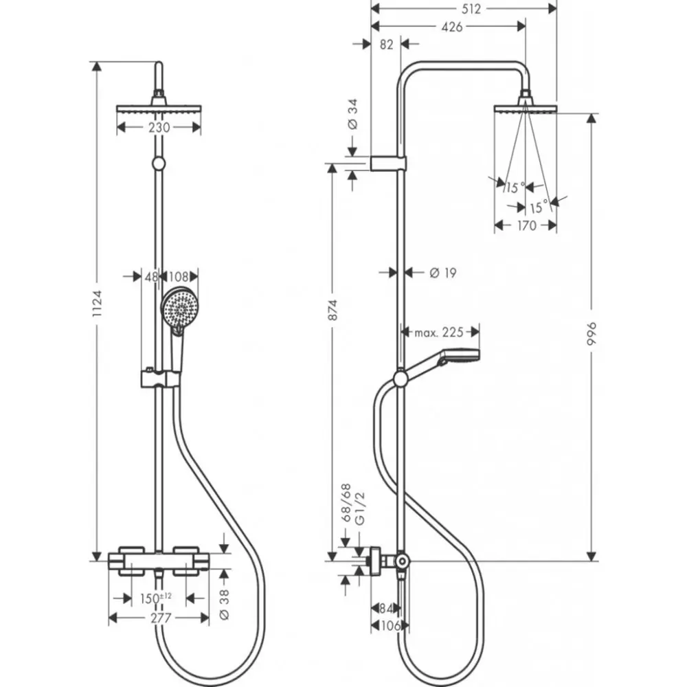 Фото 2 Душевая система HANSGROHE Vernis Shape 26286000 c термостатом цвет хром Фото 2 Душевая система HANSGROHE Vernis Shape 26286000 c термостатом цвет хром