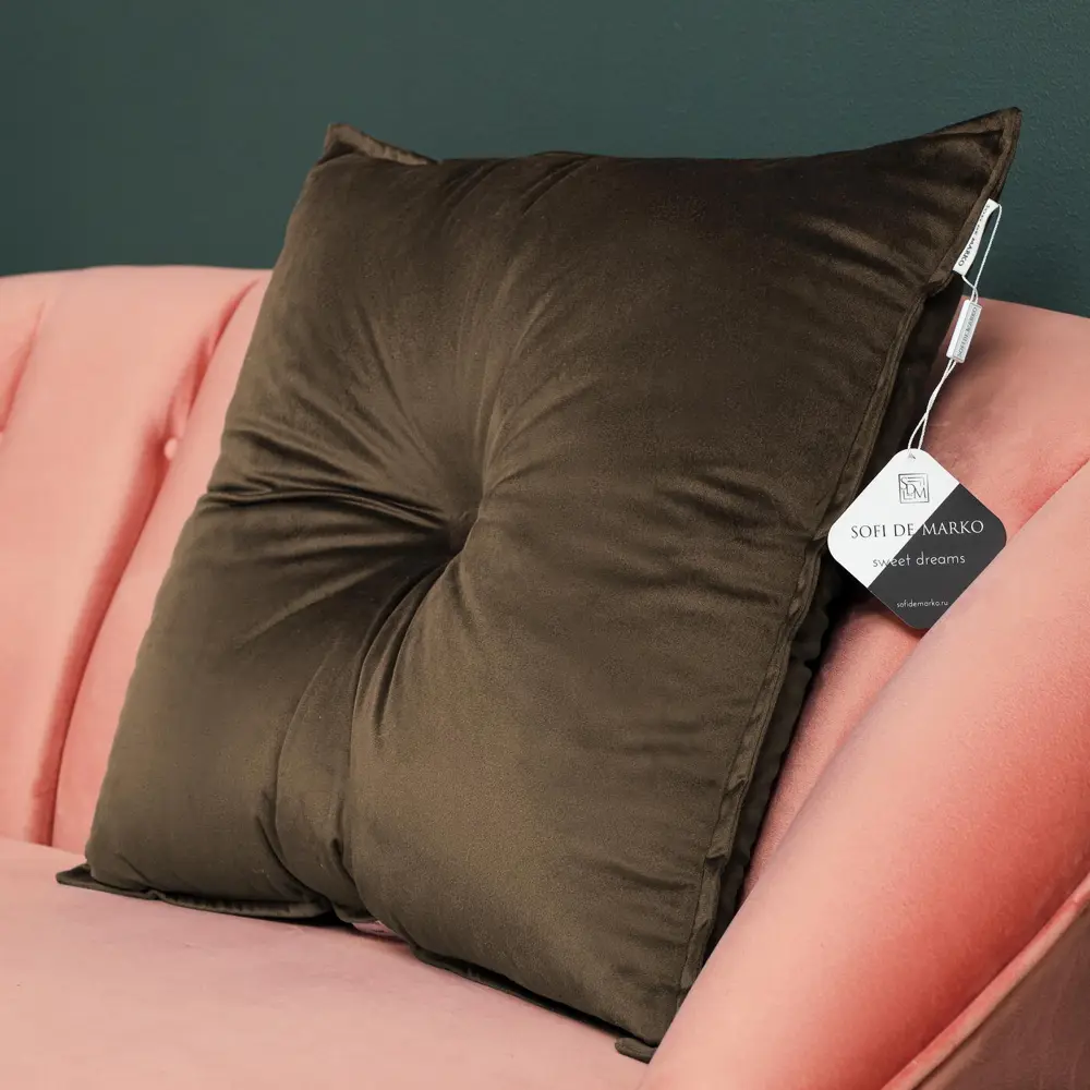 Фото 2 Декоративная подушка Sofi de marko Вивиан Под-Вв-шк 55x55 см цвет шоколад Фото 2 Декоративная подушка Sofi de marko Вивиан Под-Вв-шк 55x55 см цвет шоколад