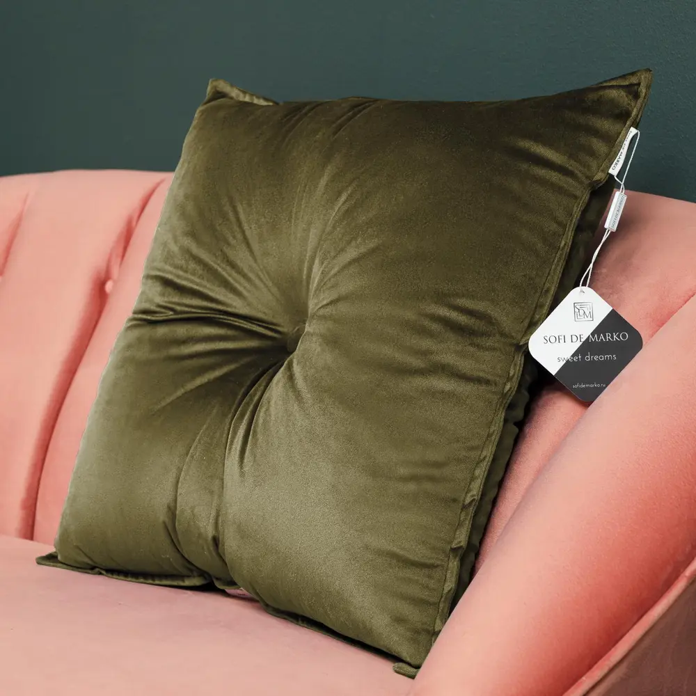 Фото 2 Декоративная подушка Sofi de marko Вивиан Под-Вв-хк 55x55 см цвет хаки Фото 2 Декоративная подушка Sofi de marko Вивиан Под-Вв-хк 55x55 см цвет хаки