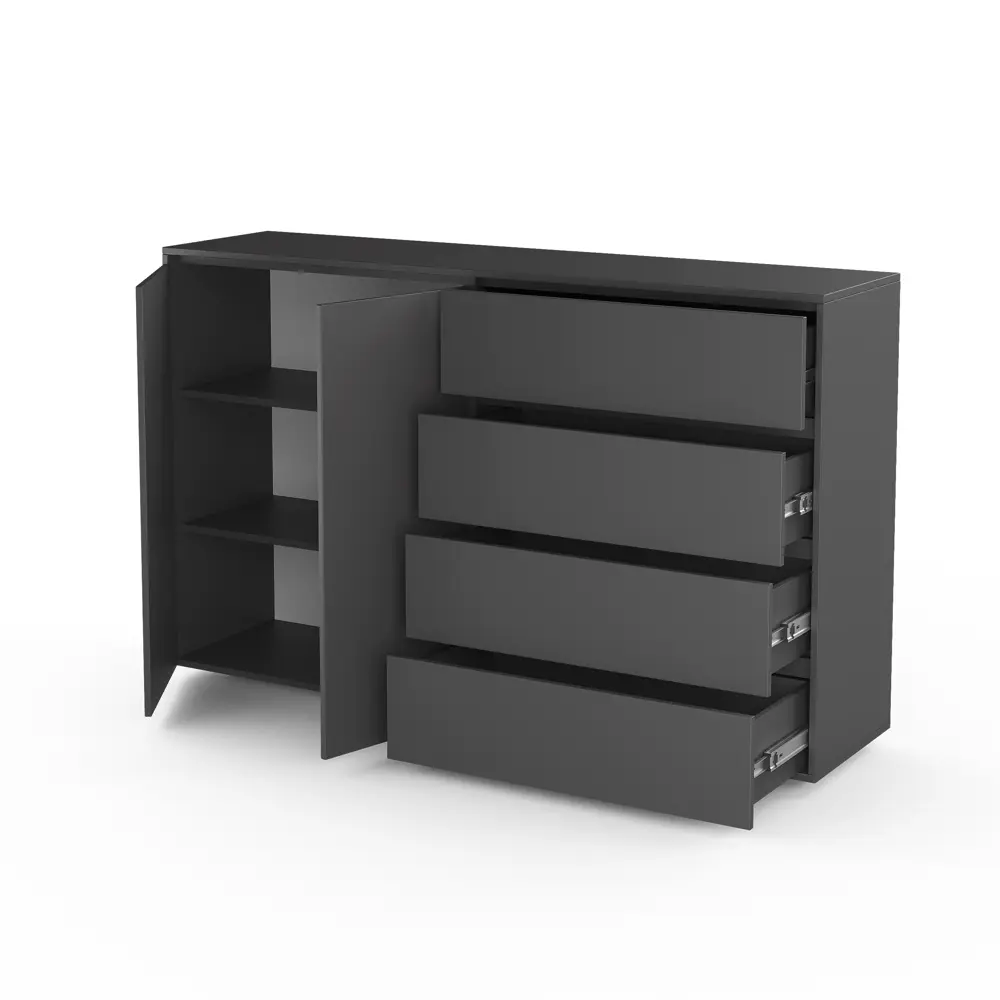 Фото 2 Комод A-a mebel Турин 4 ящика 160x40x100 см ЛДСП цвет графит Фото 2 Комод A-a mebel Турин 4 ящика 160x40x100 см ЛДСП цвет графит