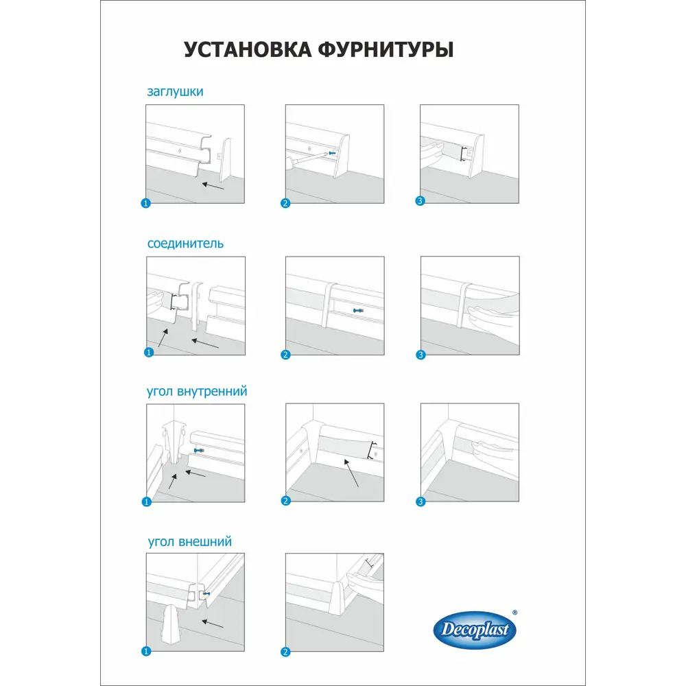 Фото 3 Заглушка для плинтуса левая и правая «Белый», 58 мм,