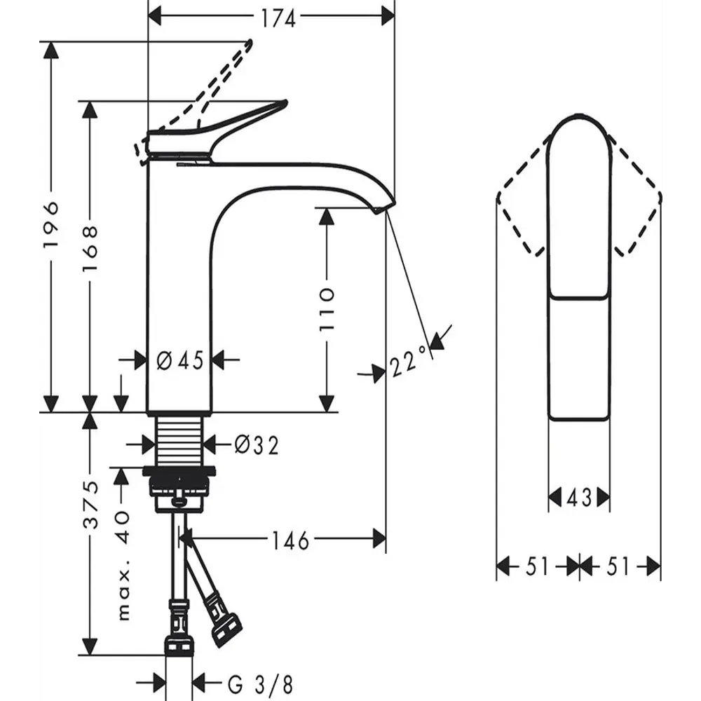 Фото 2 Смеситель для раковины Hansgrohe Vivenis 00000094146 цвет черный