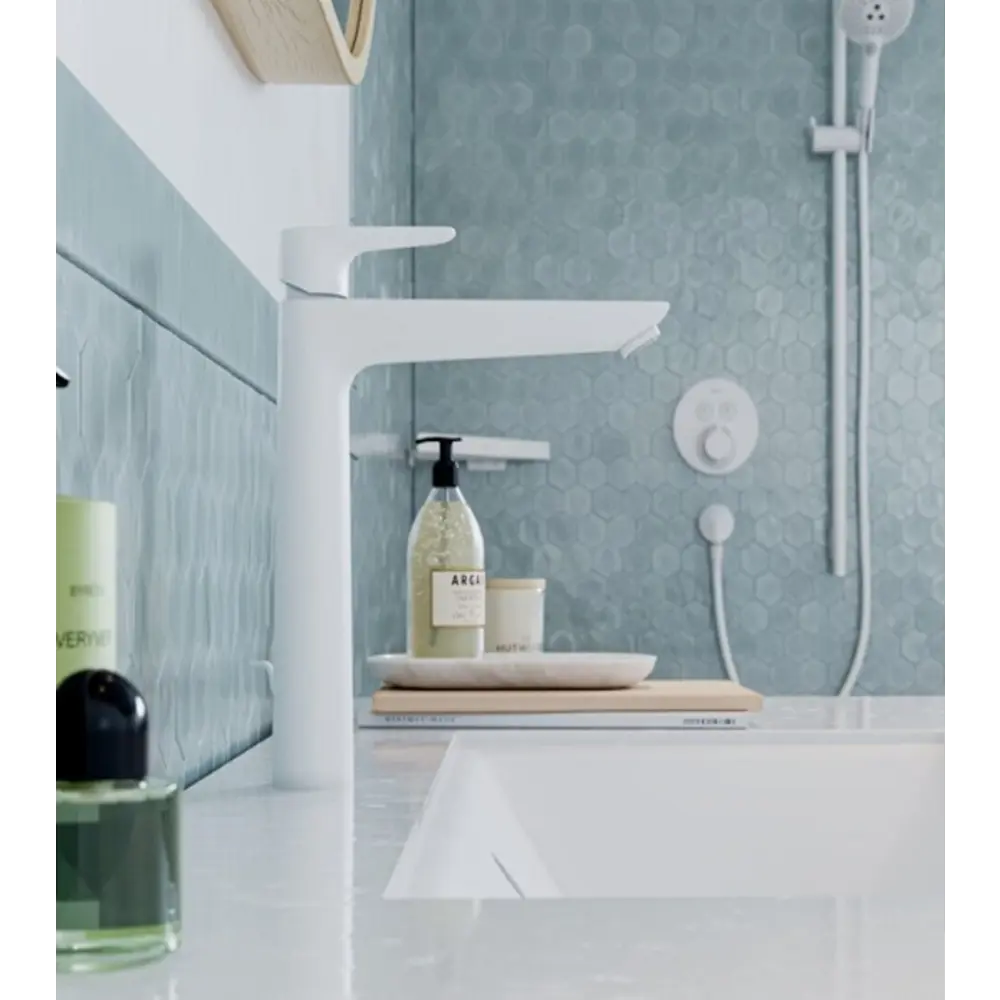 Фото 4 Смеситель для раковины Hansgrohe 00000071114 однорычажный высокий цвет белый Фото 4 Смеситель для раковины Hansgrohe 00000071114 однорычажный высокий цвет белый