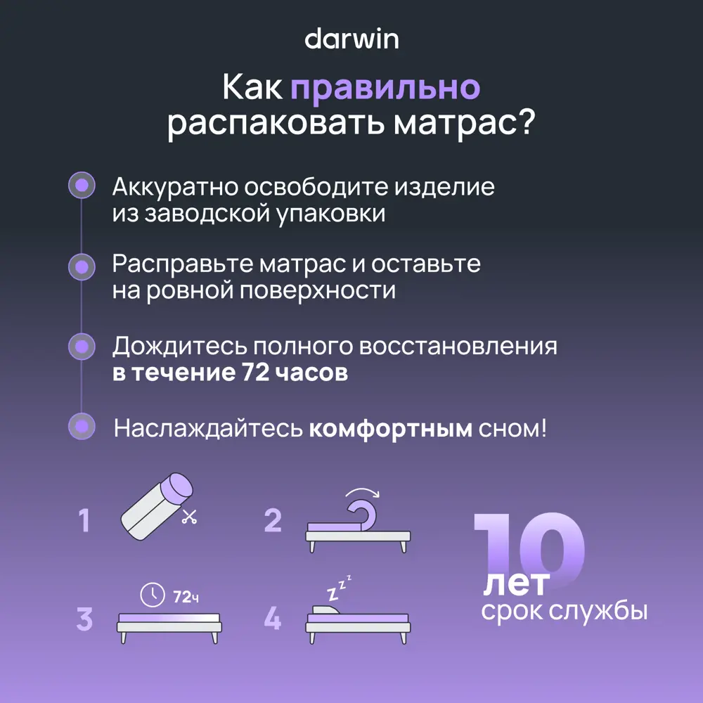 Фото 10 Матрас Darwin Base 160x190 см беспружинный, двуспальный, ортопедический, жесткий Фото 10 Матрас Darwin Base 160x190 см беспружинный, двуспальный, ортопедический, жесткий