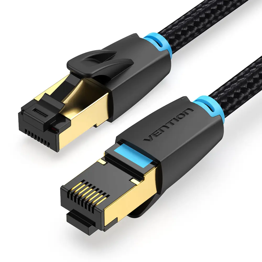 Фото Патч-корд Vention прямой SFTP cat.8 RJ45 3 м черный тканевая оплетка IKGBI Фото Патч-корд Vention прямой SFTP cat.8 RJ45 3 м черный тканевая оплетка IKGBI
