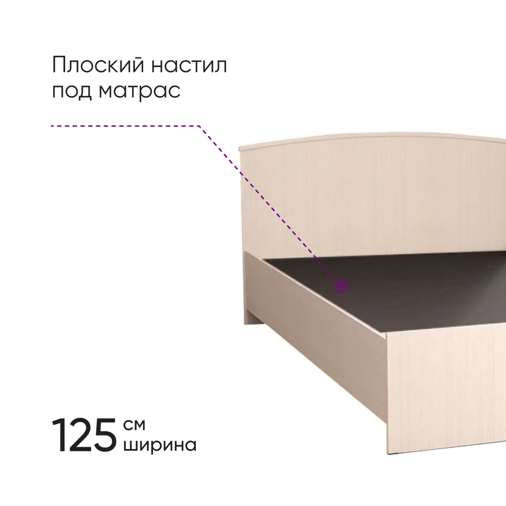 Фото 4 Кровать Вектор Кэт-7 125x82x206 см ЛДСП цвет дуб Фото 4 Кровать Вектор Кэт-7 125x82x206 см ЛДСП цвет дуб