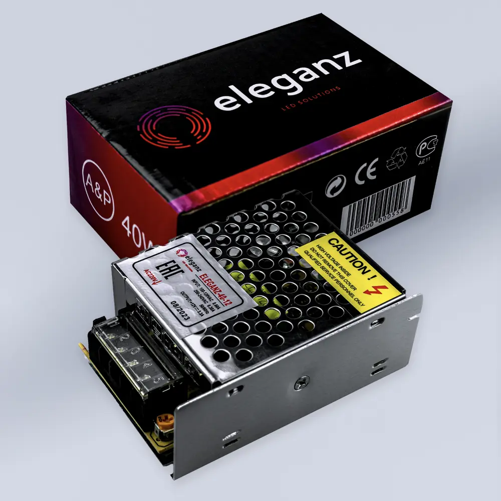 Фото 3 Блок питания Eleganz 1114 для светодиодной ленты 170-240 В 40 Вт IP20 Фото 3 Блок питания Eleganz 1114 для светодиодной ленты 170-240 В 40 Вт IP20
