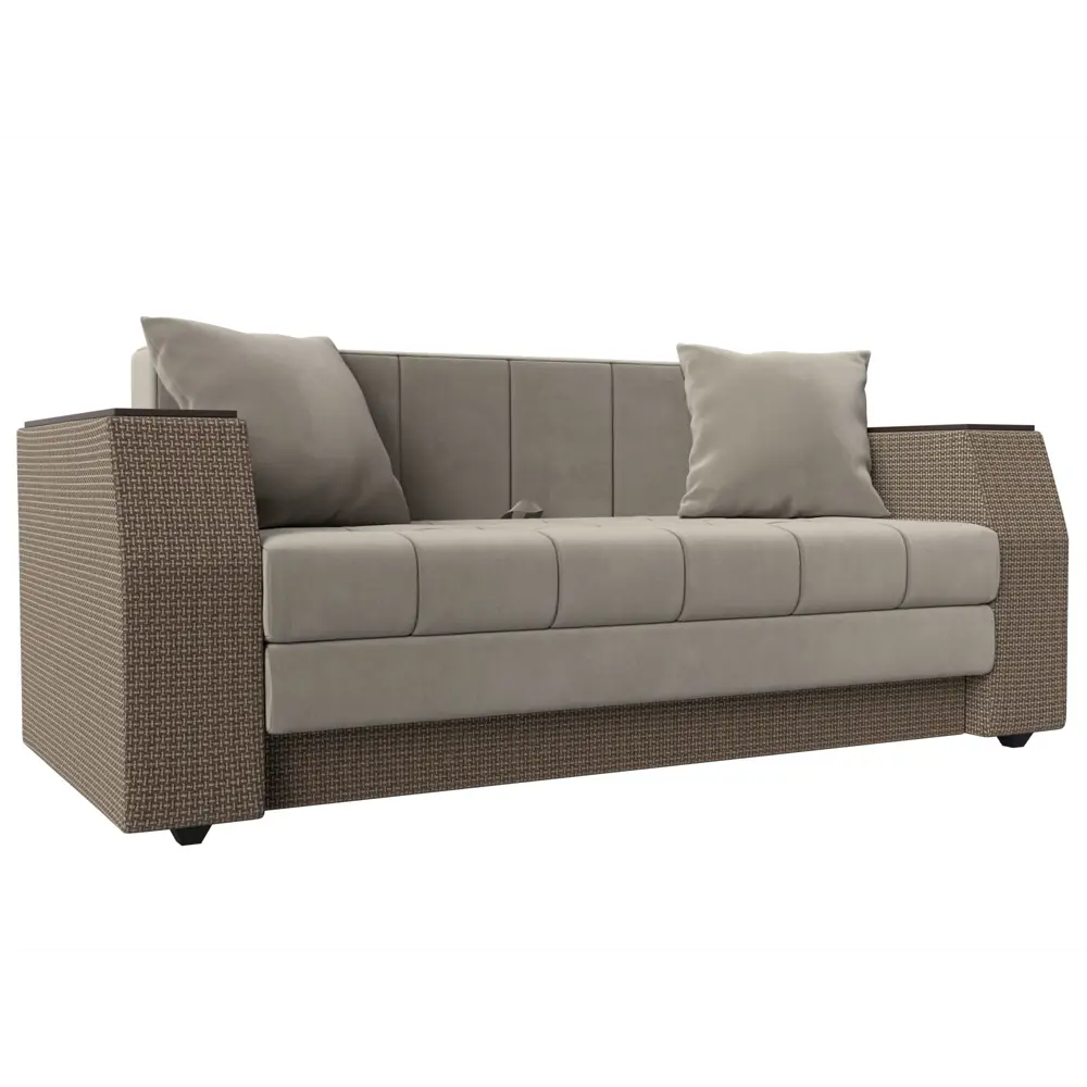 Фото Диван Лига Диванов Атлант мини 113745 176x75x89 см вельвет цвет бежевый