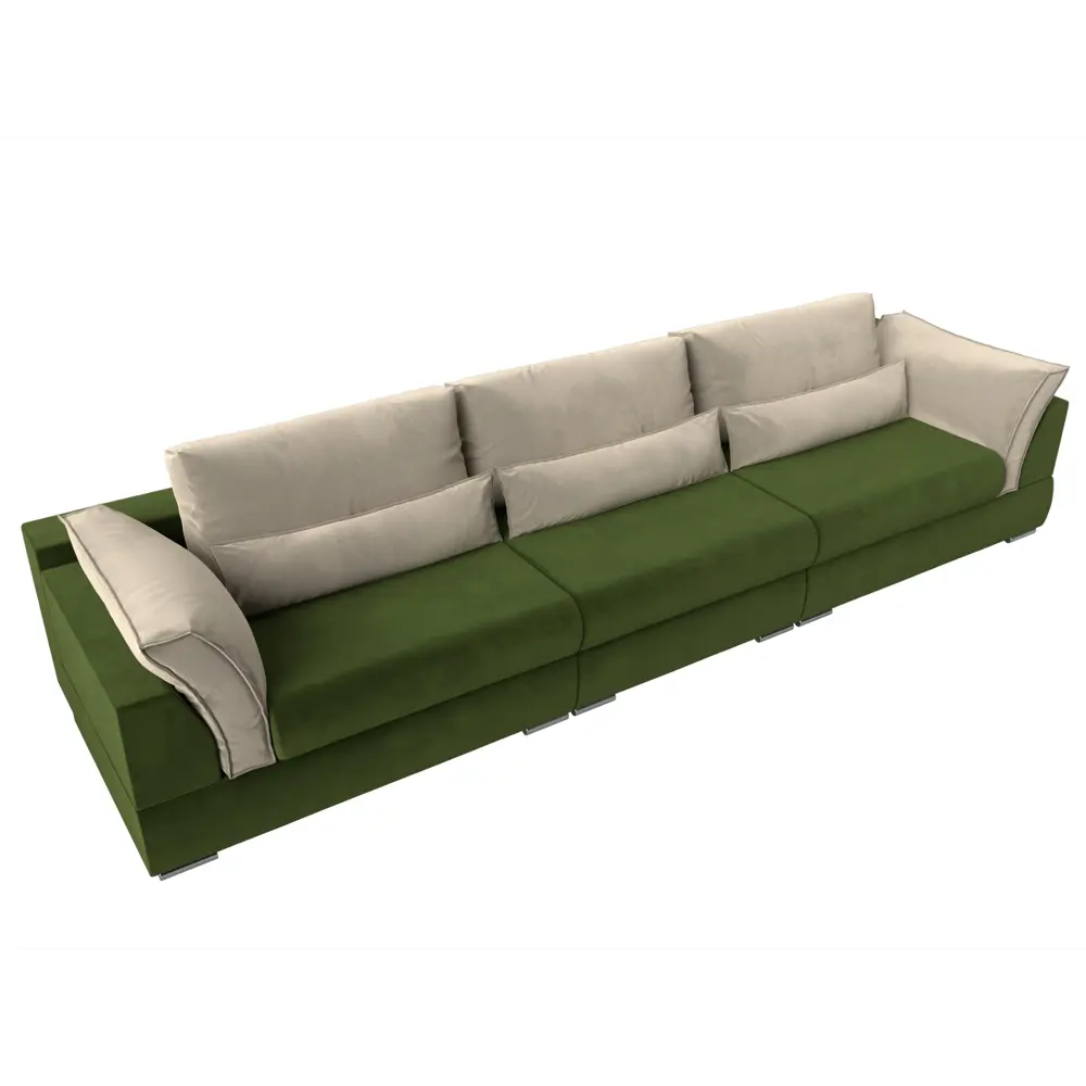 Фото 2 Диван Лига Диванов Пекин 116060 372x90x116 см вельвет цвет бежевый/зеленый Фото 2 Диван Лига Диванов Пекин 116060 372x90x116 см вельвет цвет бежевый/зеленый