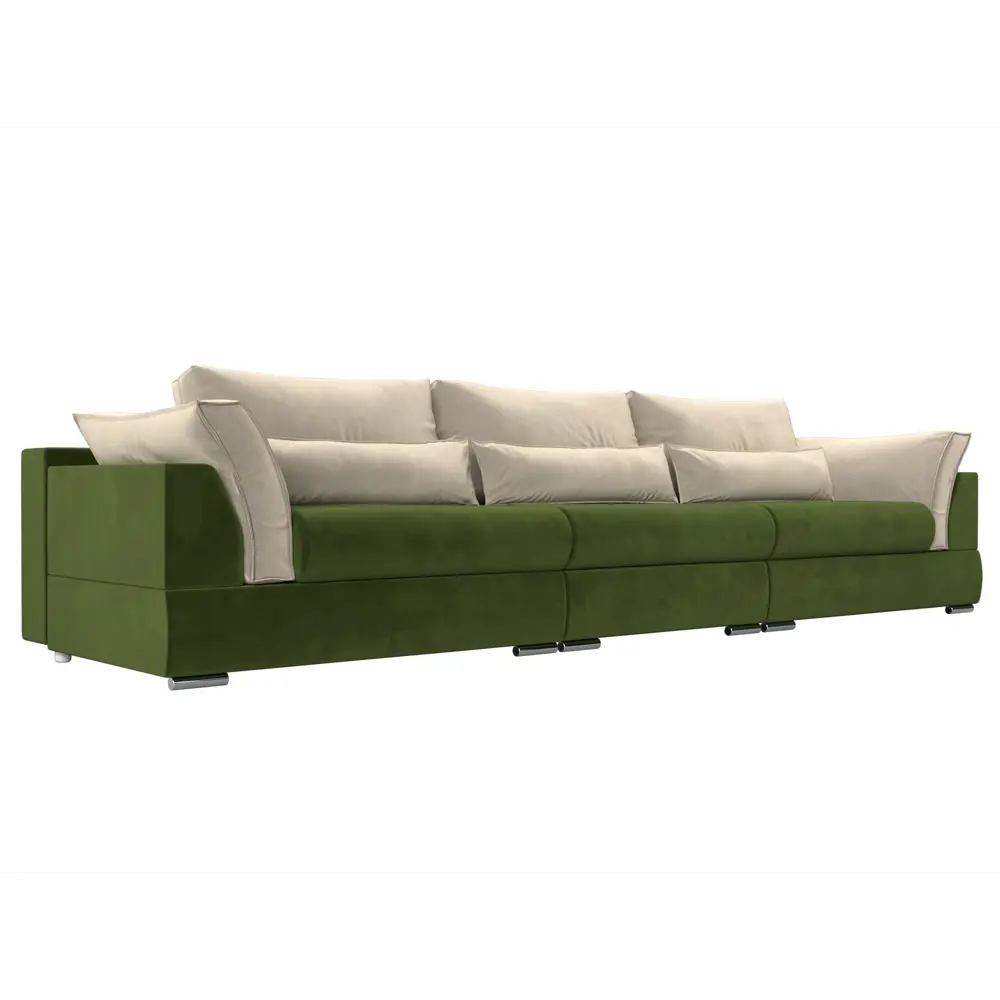 Фото Диван Лига Диванов Пекин 116060 372x90x116 см вельвет цвет бежевый/зеленый Фото Диван Лига Диванов Пекин 116060 372x90x116 см вельвет цвет бежевый/зеленый