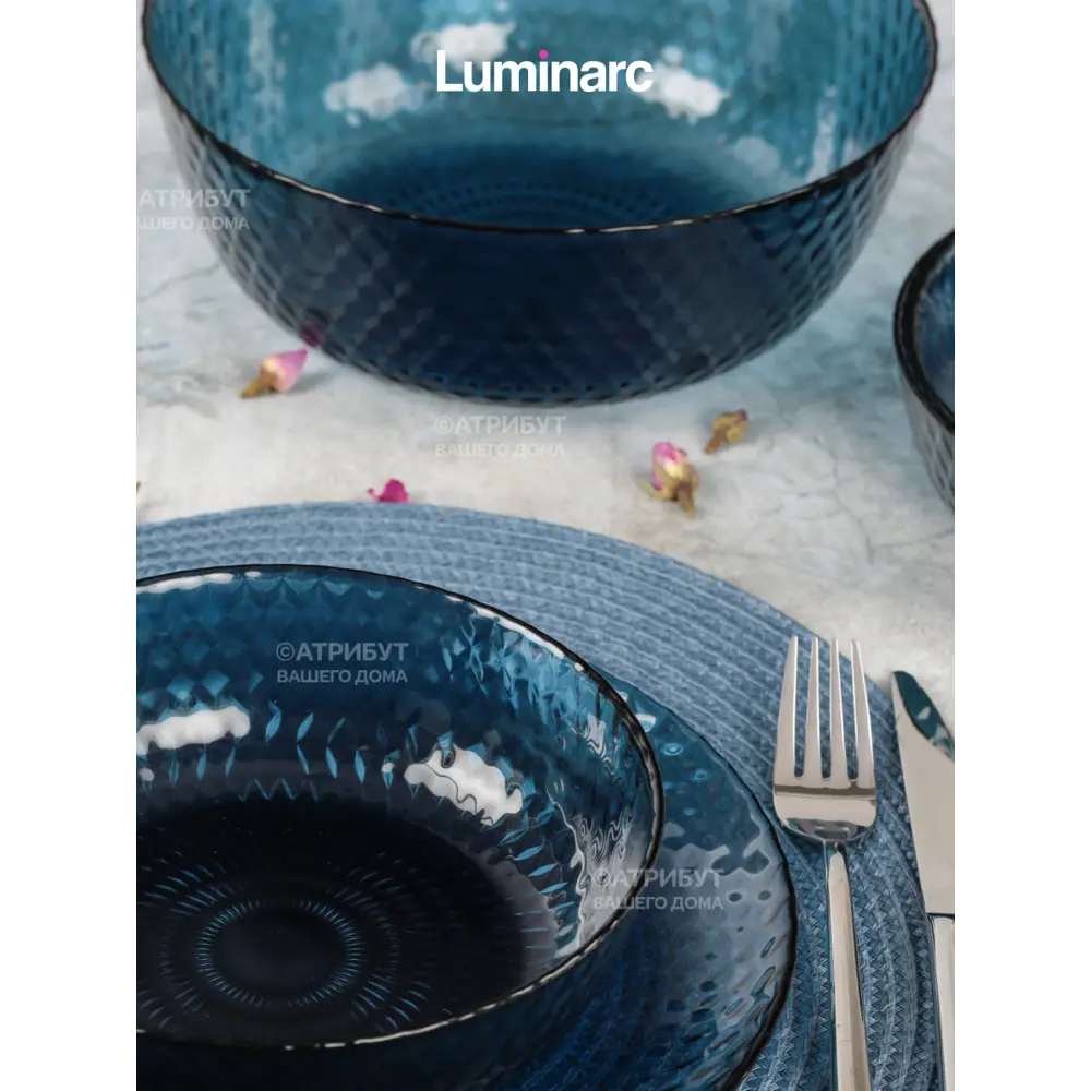 Фото 9 Набор столовый Luminarc Идиллия Лондон Топаз 19 предметов 6 персон стекло цвет синий Фото 9 Набор столовый Luminarc Идиллия Лондон Топаз 19 предметов 6 персон стекло цвет синий