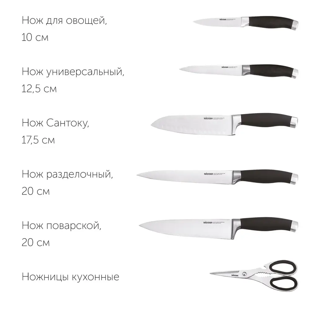 Фото 2 Набор ножей Rut Nadoba 5 шт с ножеточкой 20 см цвет черный Фото 2 Набор ножей Rut Nadoba 5 шт с ножеточкой 20 см цвет черный