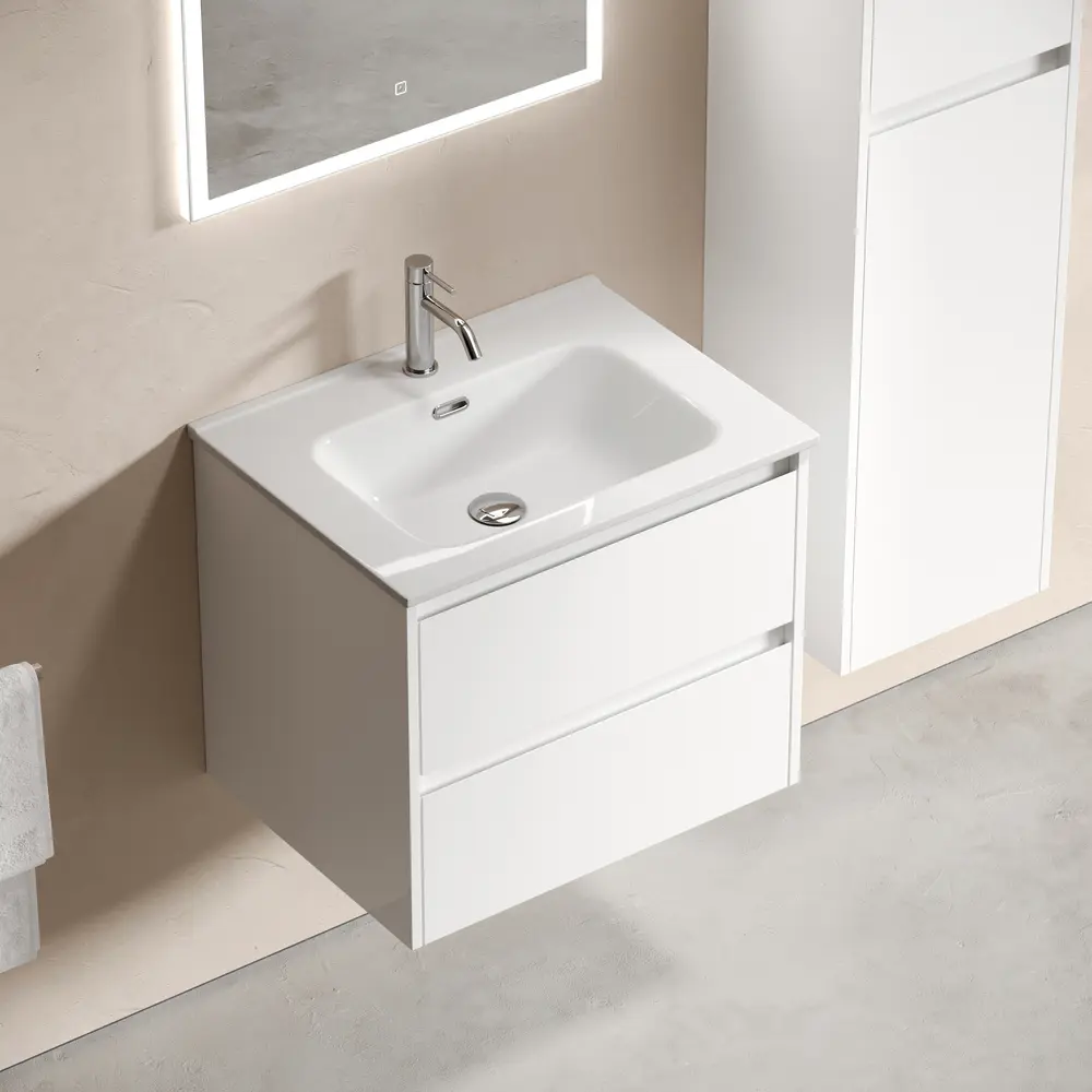 Фото 5 Тумба под раковину подвесная Sancos LB60W 59см цвет белый