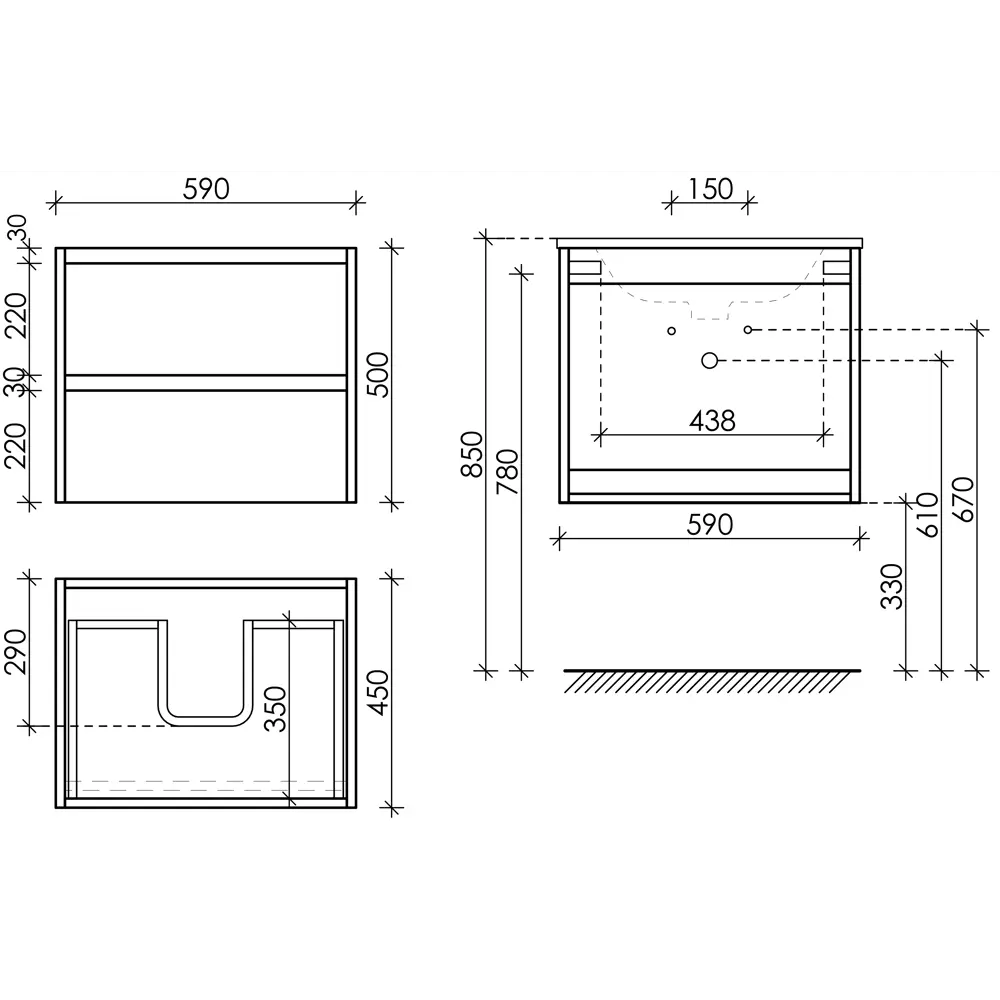 Фото 8 Тумба под раковину подвесная Sancos LB60W 59см цвет белый