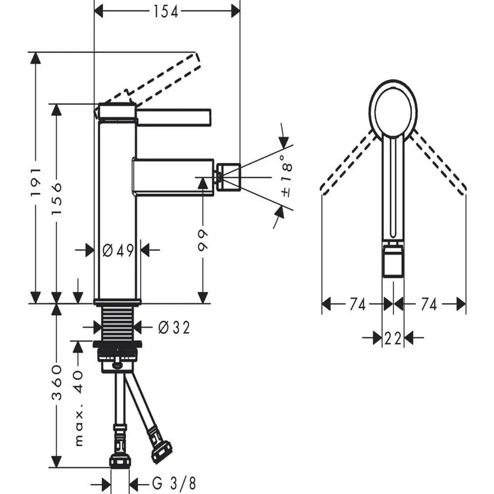 Фото 3 Смеситель для биде Hansgrohe 00000094573 цвет Белый Фото 3 Смеситель для биде Hansgrohe 00000094573 цвет Белый