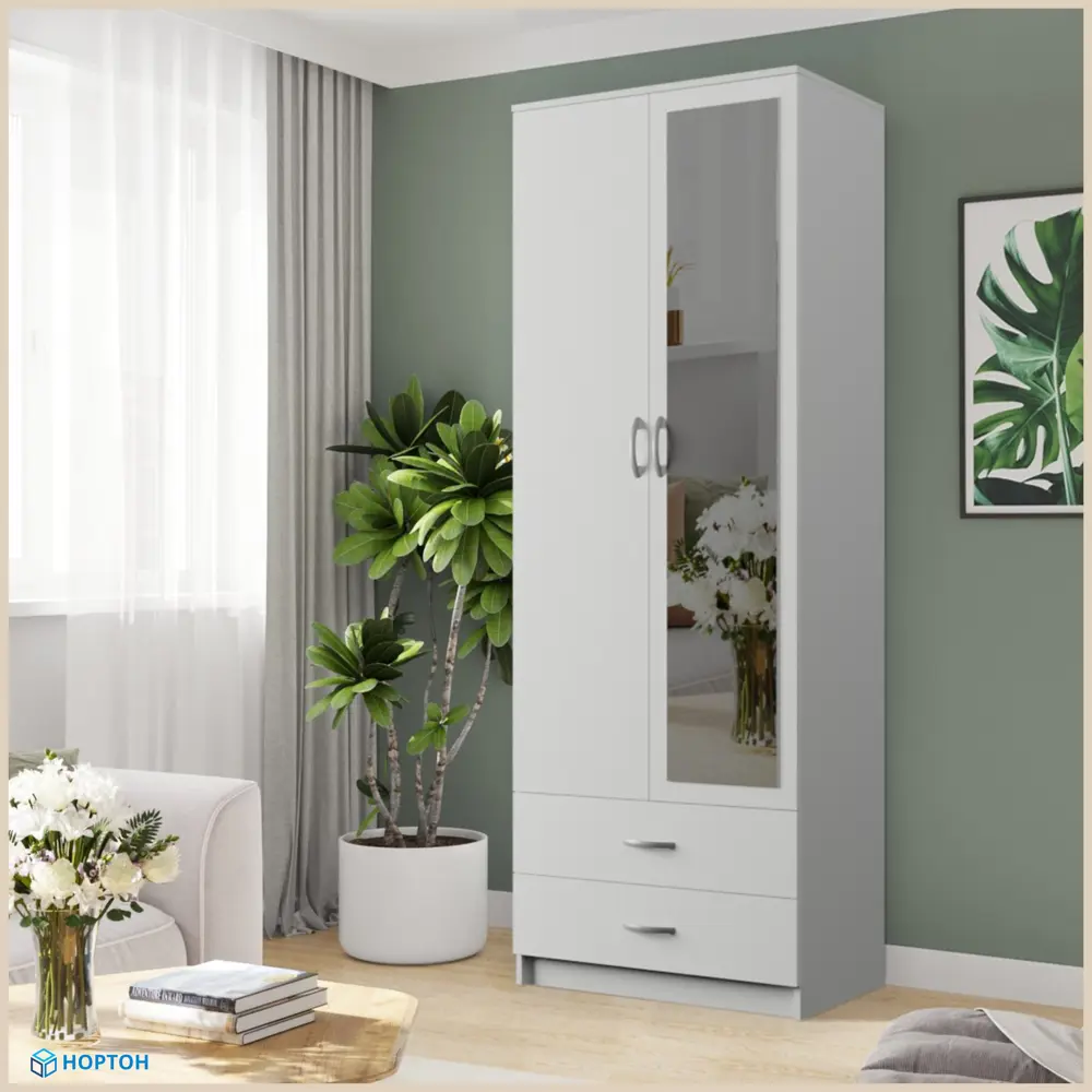 Фото 3 Шкаф распашной с зеркалом Нортон Дуэт 1 80x220x48.2 см ЛДСП цвет белый альпийский древесный Фото 3 Шкаф распашной с зеркалом Нортон Дуэт 1 80x220x48.2 см ЛДСП цвет белый альпийский древесный