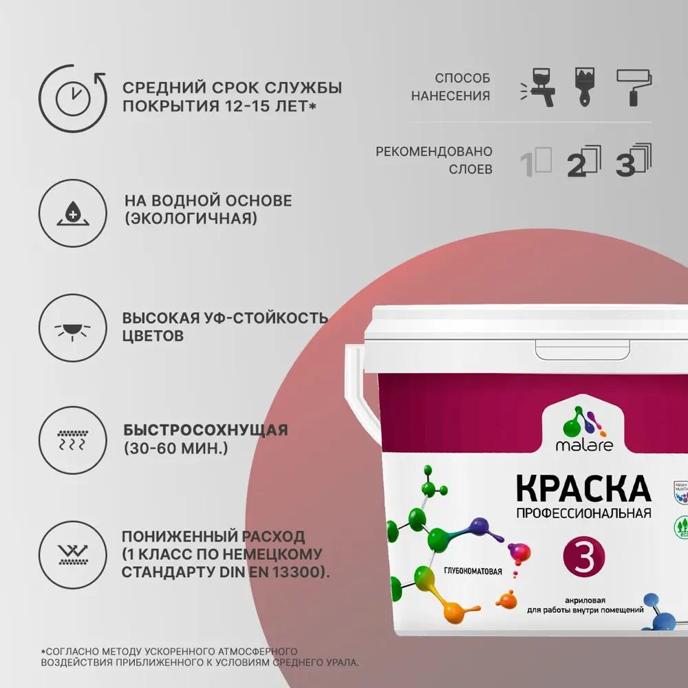 Фото 2 Краска интерьерная Malare Professional Euro №3 быстросохнущая матовая цвет парное молоко 1 л Фото 2 Краска интерьерная Malare Professional Euro №3 быстросохнущая матовая цвет парное молоко 1 л