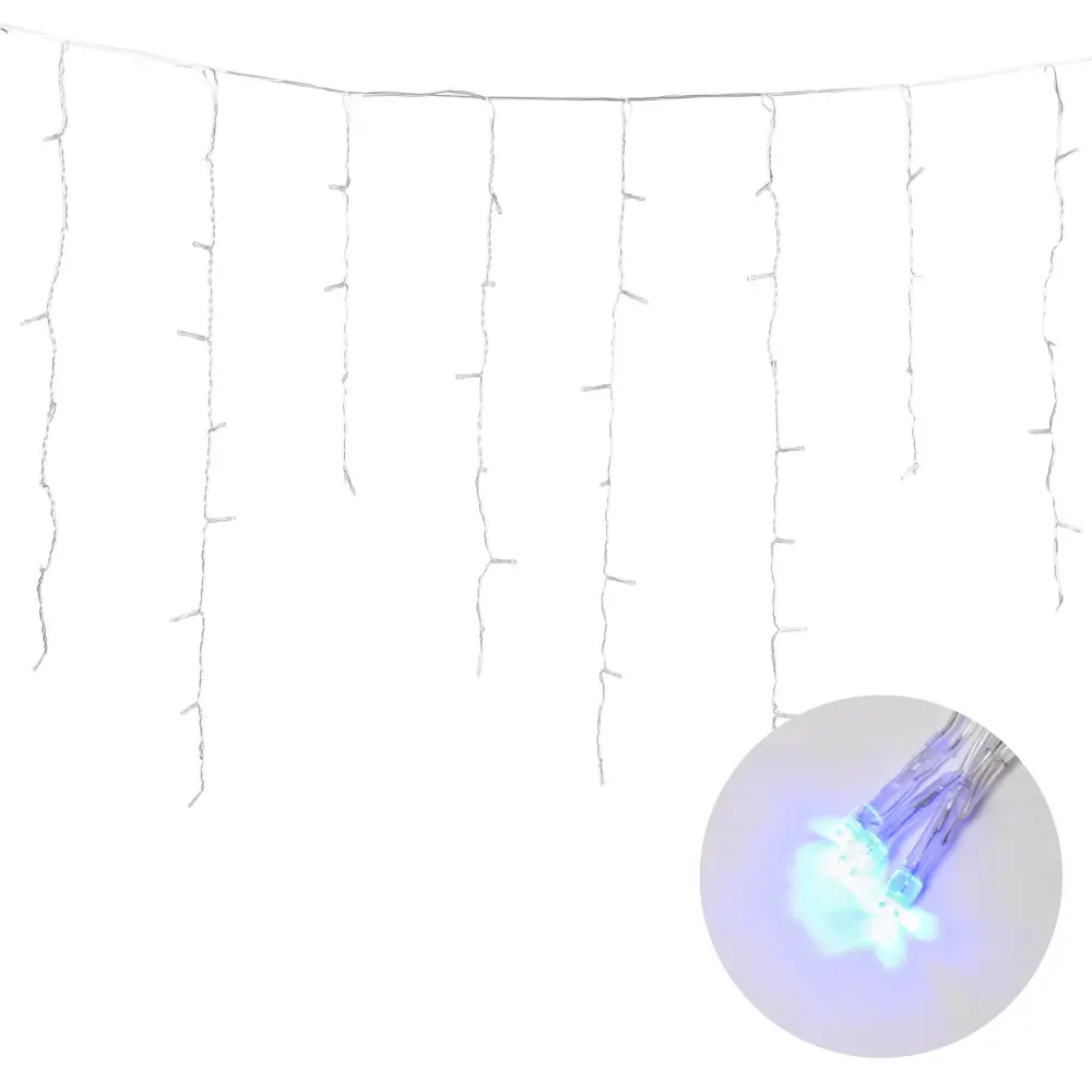 Фото 2 Электрогирлянда наружная Uniel Бахрома 6 м 80 ламп голубой цвет света 1 режим Фото 2 Электрогирлянда наружная Uniel Бахрома 6 м 80 ламп голубой цвет света 1 режим