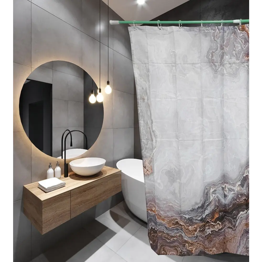 Фото Шторка для ванной комнаты SANTREK HOME 307790 180x180см цвет разноцветный Фото Шторка для ванной комнаты SANTREK HOME 307790 180x180см цвет разноцветный