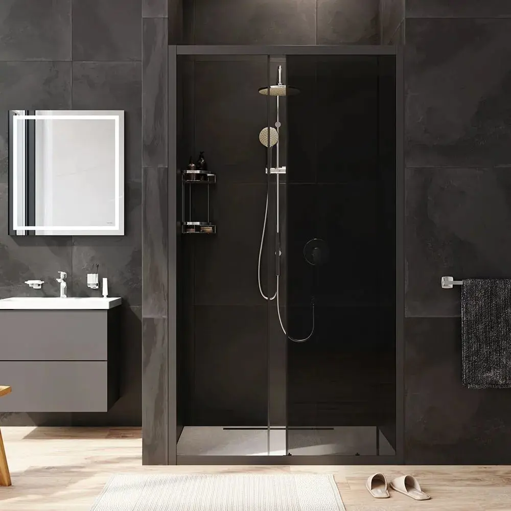 Фото 3 Душевая дверь Am.pm W90G-110-1-195BG 100см эффект стекла тонированный 1 неподвижная дверца и 1 раздвижная дверца