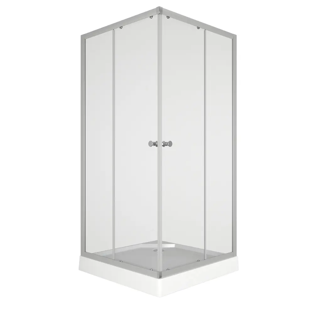 Фото 2 Душевой уголок Bauedge Stil SB0039E квадрат 80x80см хромированный профиль эффект стекла прозрачный Фото 2 Душевой уголок Bauedge Stil SB0039E квадрат 80x80см хромированный профиль эффект стекла прозрачный