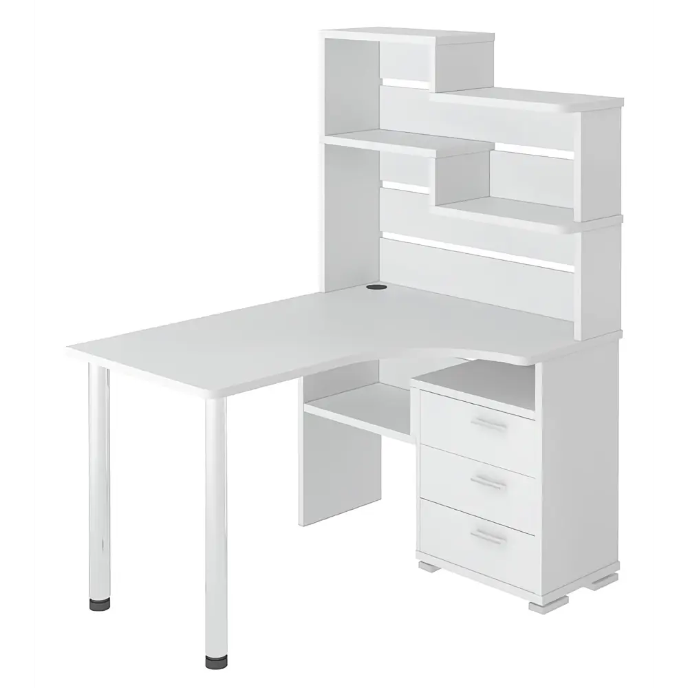 Фото Компьютерный стол Мэрдэс СР-132-130 БЕ-ПРАВ 101x163x130 см ЛДСП цвет белый Фото Компьютерный стол Мэрдэс СР-132-130 БЕ-ПРАВ 101x163x130 см ЛДСП цвет белый