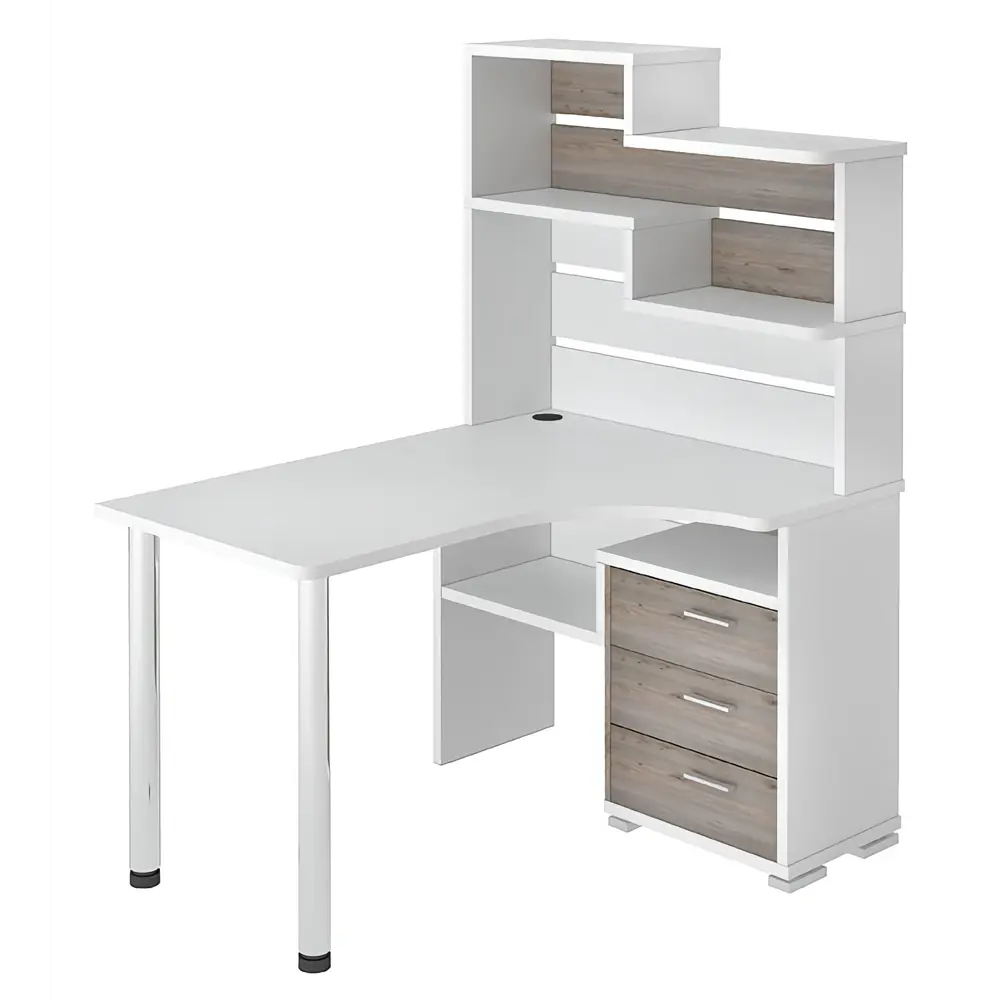 Фото Компьютерный стол Мэрдэс СР-132-130 БЕН-ПРАВ 101x163x130 см ЛДСП цвет белый Фото Компьютерный стол Мэрдэс СР-132-130 БЕН-ПРАВ 101x163x130 см ЛДСП цвет белый