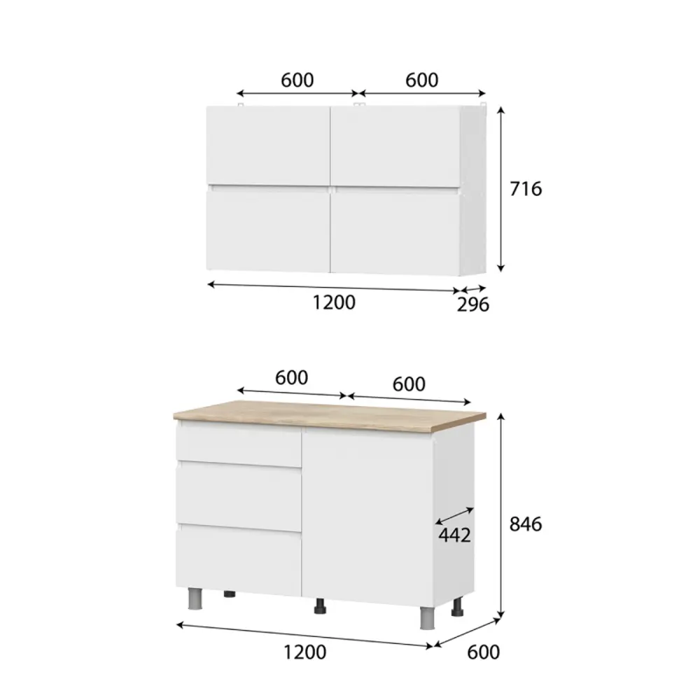 Фото 4 Кухонный гарнитур Нонтон Грейс 120x200x44 см ЛДСП цвет белый Фото 4 Кухонный гарнитур Нонтон Грейс 120x200x44 см ЛДСП цвет белый