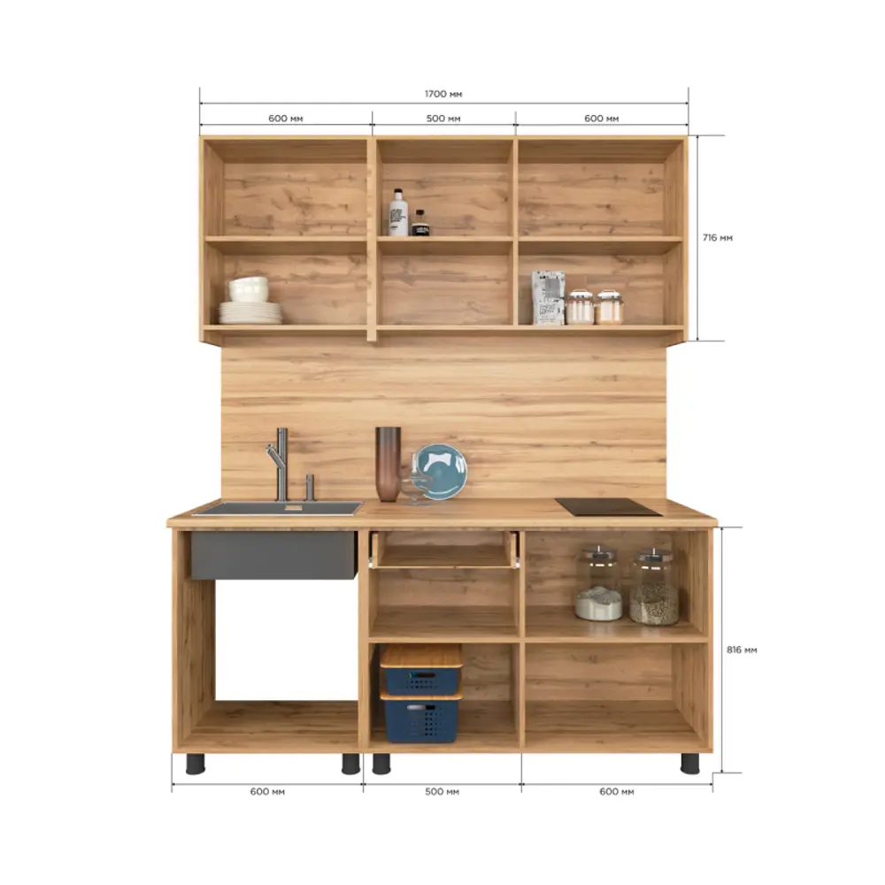 Фото 2 Кухонный гарнитур Сурская мебель Норди 170x200x60 см ЛДСП цвет белый