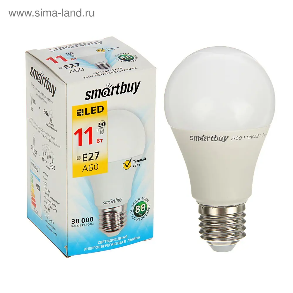 Фото Лампа светодиодная Smartbuy 1943820 E27 220 В 11 Вт груша 800 Лм Фото Лампа светодиодная Smartbuy 1943820 E27 220 В 11 Вт груша 800 Лм