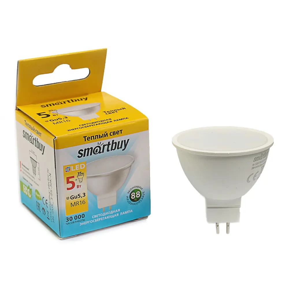 Фото Лампа светодиодная Smartbuy 2917008 G5.3 220 В 5 Вт полусфера 525 Лм Фото Лампа светодиодная Smartbuy 2917008 G5.3 220 В 5 Вт полусфера 525 Лм