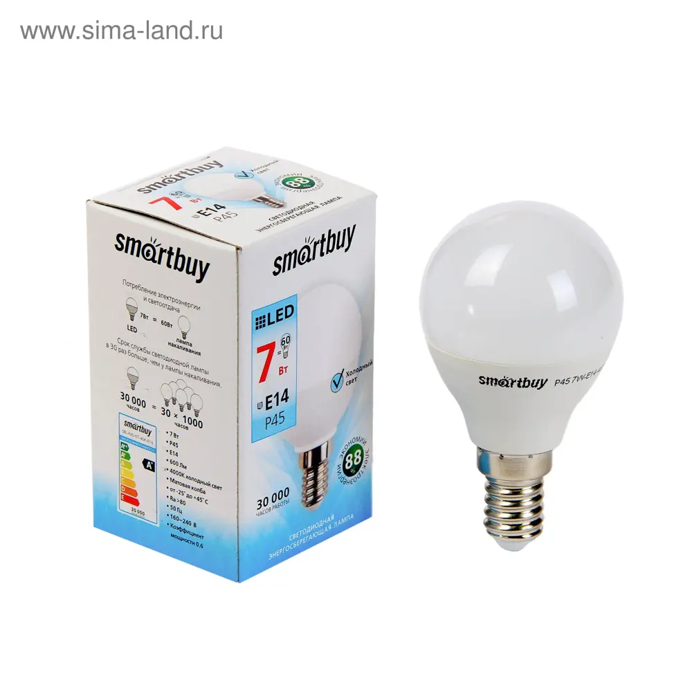 Фото Лампа светодиодная Smartbuy 2916995 E14 220 В 7 Вт шар малый 600 Лм Фото Лампа светодиодная Smartbuy 2916995 E14 220 В 7 Вт шар малый 600 Лм
