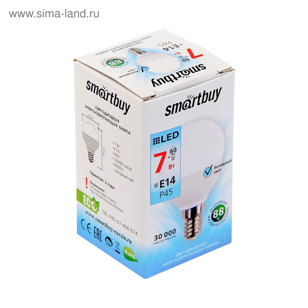 Фото 2 Лампа светодиодная Smartbuy 2916995 E14 220 В 7 Вт шар малый 600 Лм Фото 2 Лампа светодиодная Smartbuy 2916995 E14 220 В 7 Вт шар малый 600 Лм