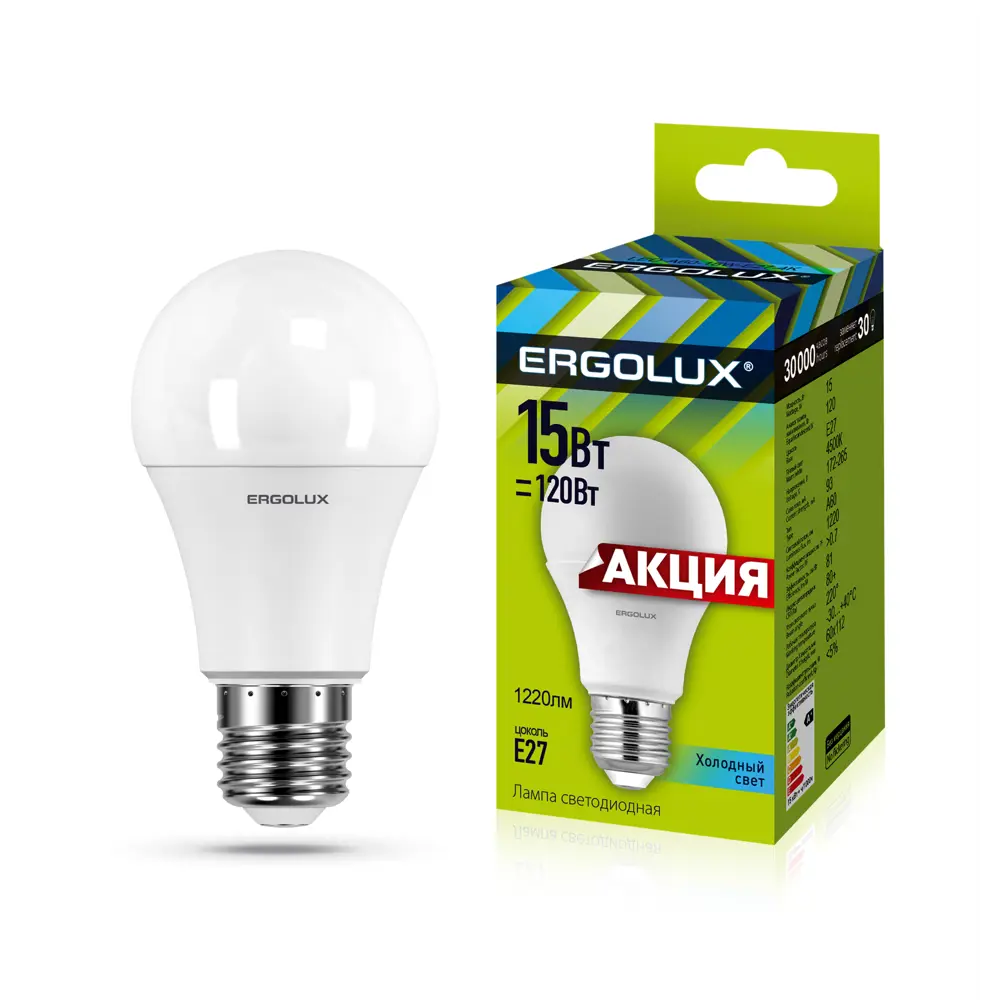 Фото Светодиодная лампа Ergolux LED-A60-15W-E27-4K 13638 Фото Светодиодная лампа Ergolux LED-A60-15W-E27-4K 13638