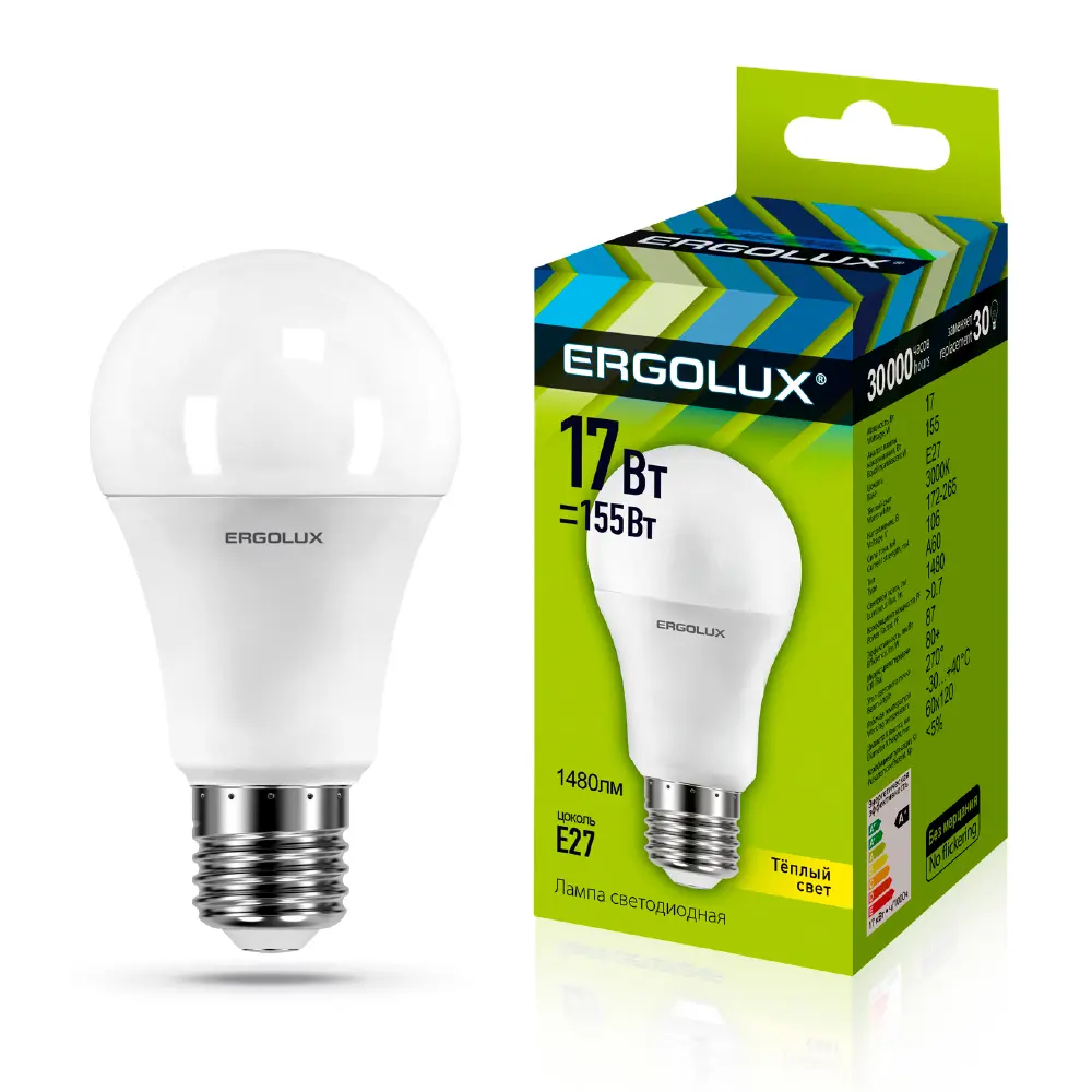 Фото Светодиодная лампа Ergolux LED-A60-17W-E27-3K 13179 Фото Светодиодная лампа Ergolux LED-A60-17W-E27-3K 13179