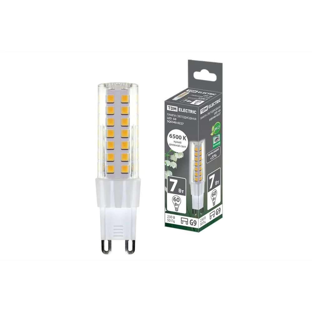 Фото Лампа светодиодная TDM Electric G9-7 Вт-230 В-6500 К SMD 17.5x65.5 мм Фото Лампа светодиодная TDM Electric G9-7 Вт-230 В-6500 К SMD 17.5x65.5 мм