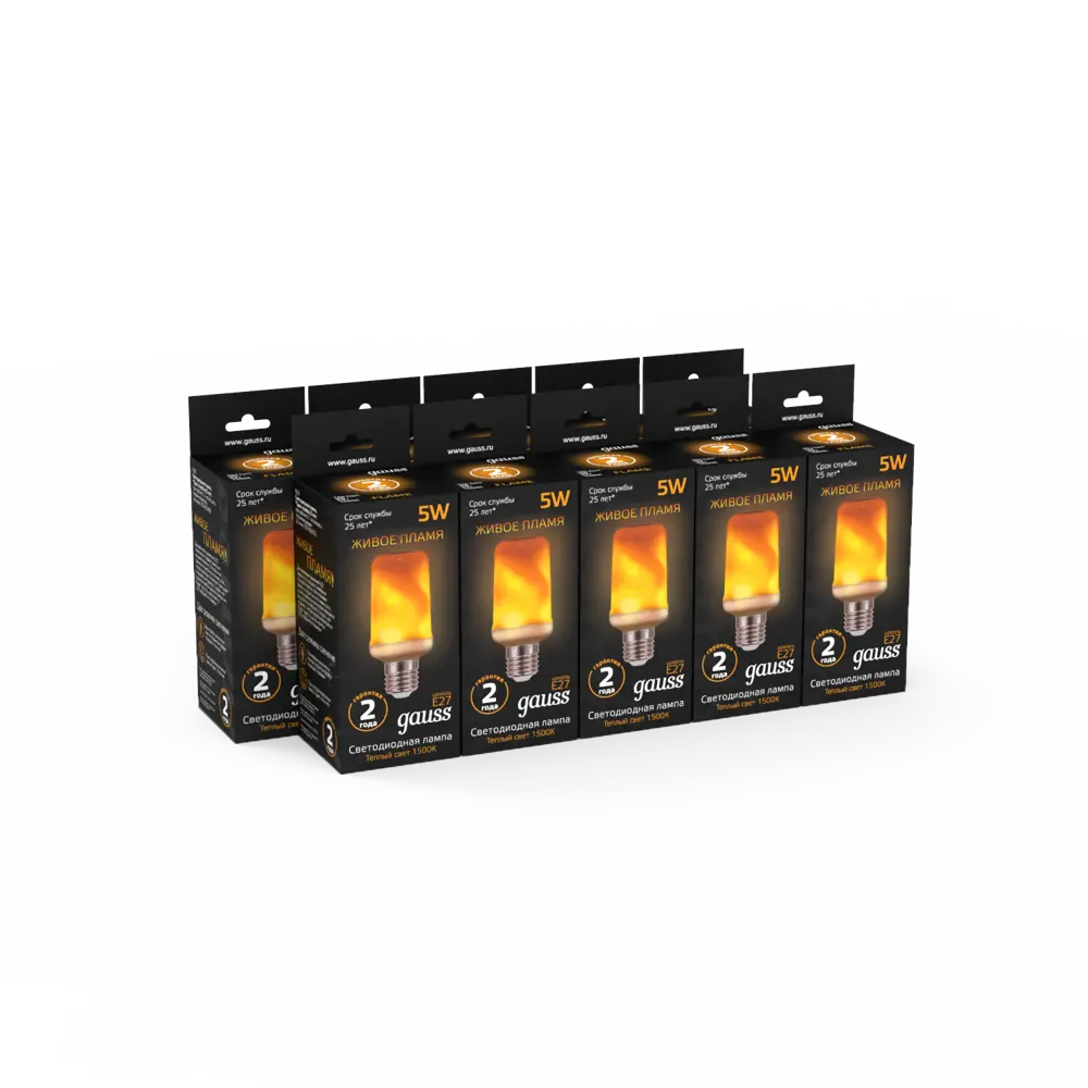 Фото Набор декоративных ламп светодиодных Gauss E14 Flame T65 5 Вт 20-80 Лм 1500 К теплый белый свет 10 штук Фото Набор декоративных ламп светодиодных Gauss E14 Flame T65 5 Вт 20-80 Лм 1500 К теплый белый свет 10 штук