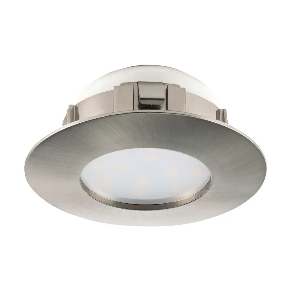 Фото Светильник точечный светодиодный встраиваемый EGLO 95813 Pineda Nickel 0.40 м² теплый белый свет цвет никель
