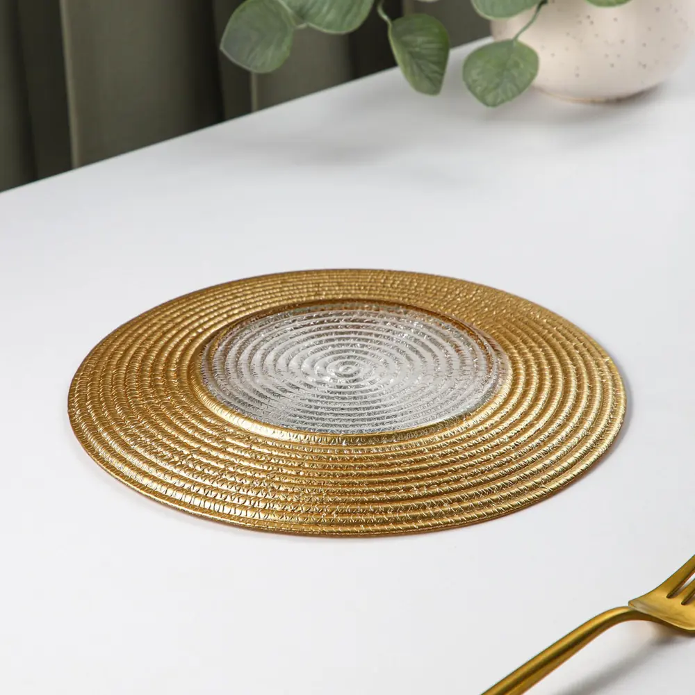 Фото 3 Блюдо сервировочное Simaland Севилья 21.50x21.50 см стекло цвет золотистый