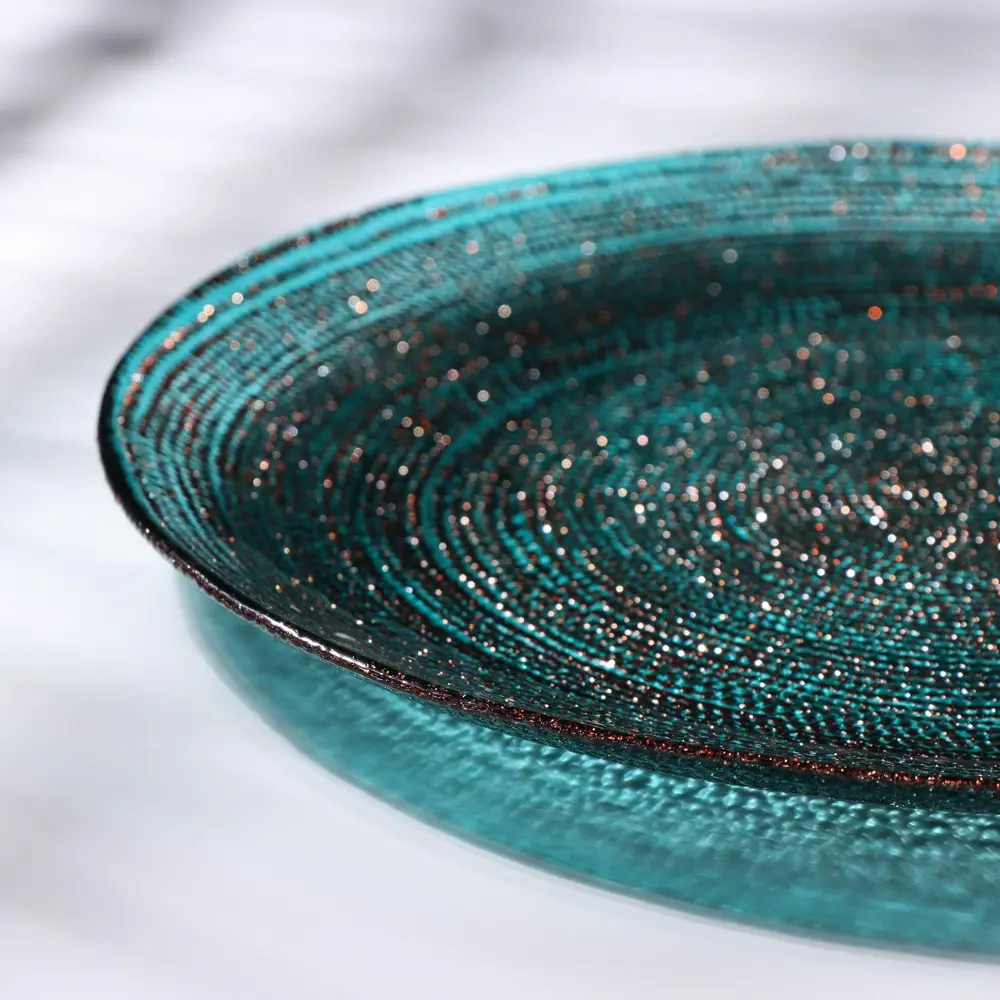 Фото 2 Блюдо сервировочное Akcam Inspiration 28x2x28 см стекло цвет бирюзовый