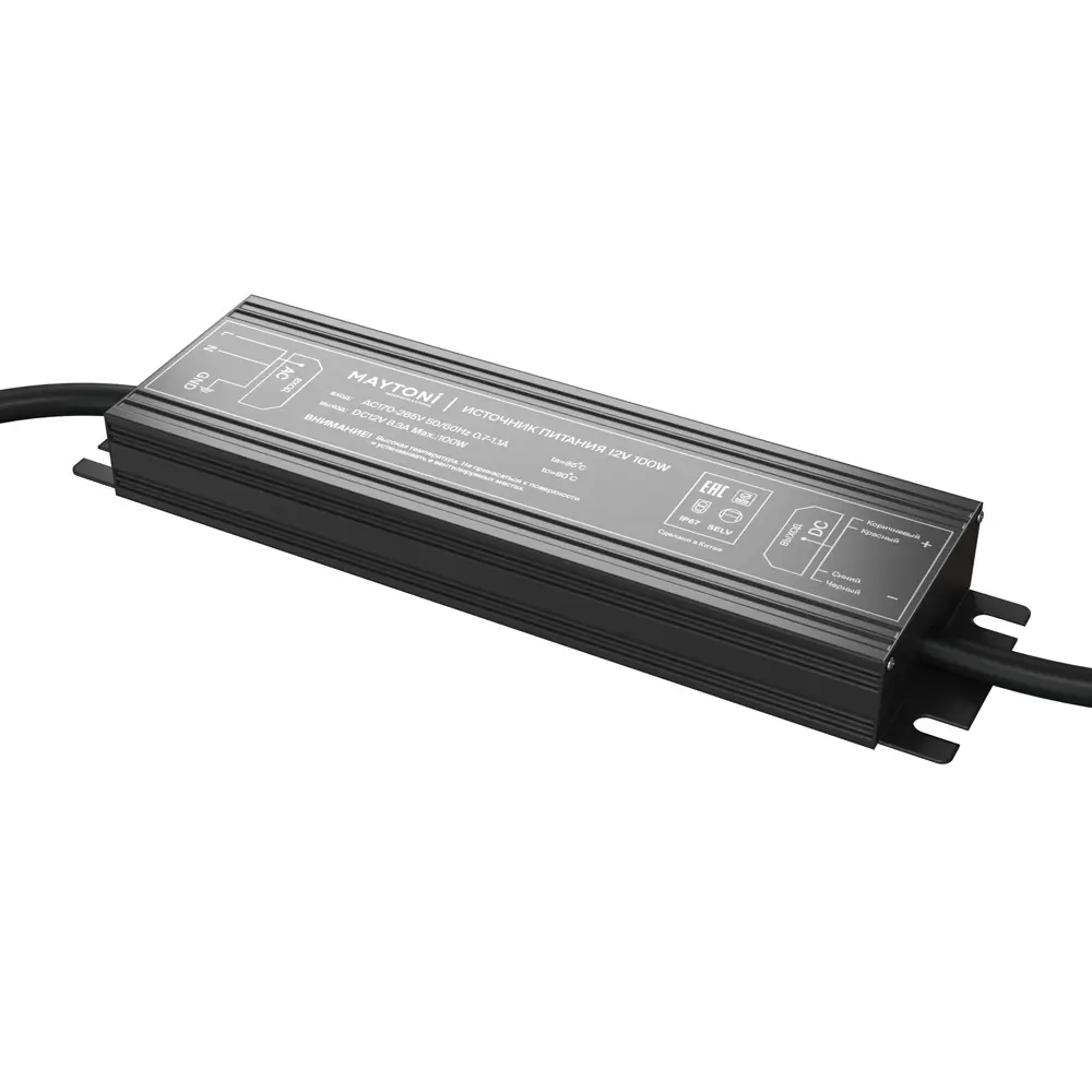 Фото Блок питания для светодиодов MAYTONI 020205 PSI001 Led strip 100-240 В 12 Вт IP67 Фото Блок питания для светодиодов MAYTONI 020205 PSI001 Led strip 100-240 В 12 Вт IP67