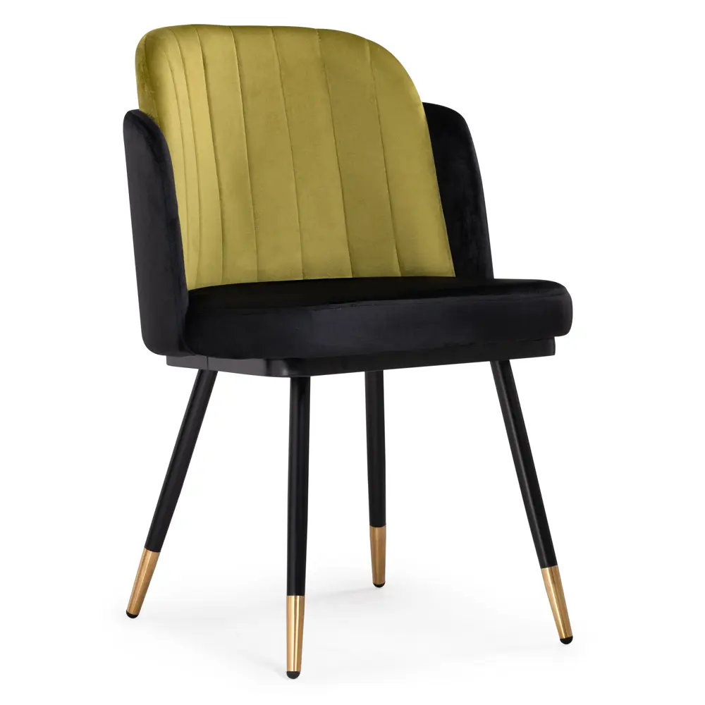 Фото Стул Woodville Penelopa 54x83x55 см велюр цвет черный/зеленый Фото Стул Woodville Penelopa 54x83x55 см велюр цвет черный/зеленый