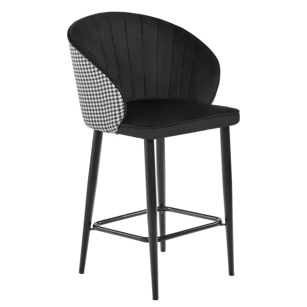 Фото Стул полубарный Bradex Paola 48x65x56 см велюр цвет черный Фото Стул полубарный Bradex Paola 48x65x56 см велюр цвет черный