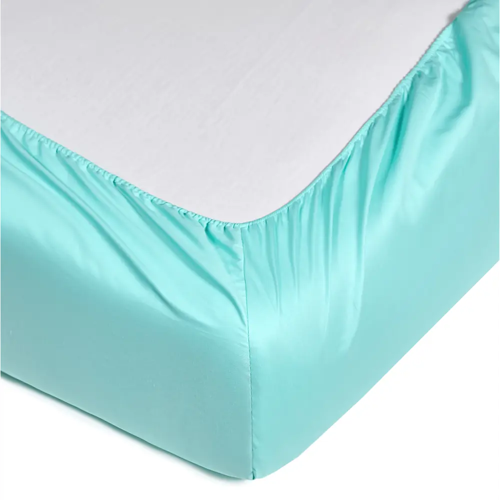 Фото 3 Простыня Sn Textile однотонная на резинке хлопок 200x200см цвет ментол Фото 3 Простыня Sn Textile однотонная на резинке хлопок 200x200см цвет ментол