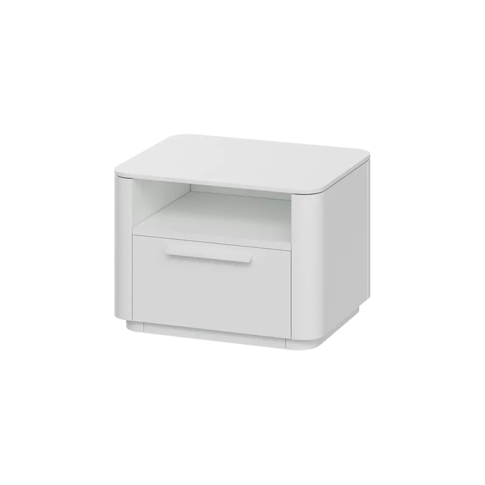 Фото Тумба прикроватная Ellipse furniture 50x36x41 см 1 ящик МДФ с покрытием цвет белый Фото Тумба прикроватная Ellipse furniture 50x36x41 см 1 ящик МДФ с покрытием цвет белый