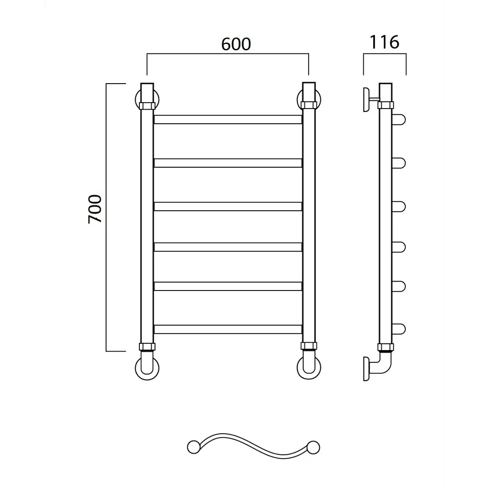 Фото 2 Полотенцесушитель водяной лестница Aquanerzh Волна 63x70 см 1" нержавеющая сталь цвет серебро