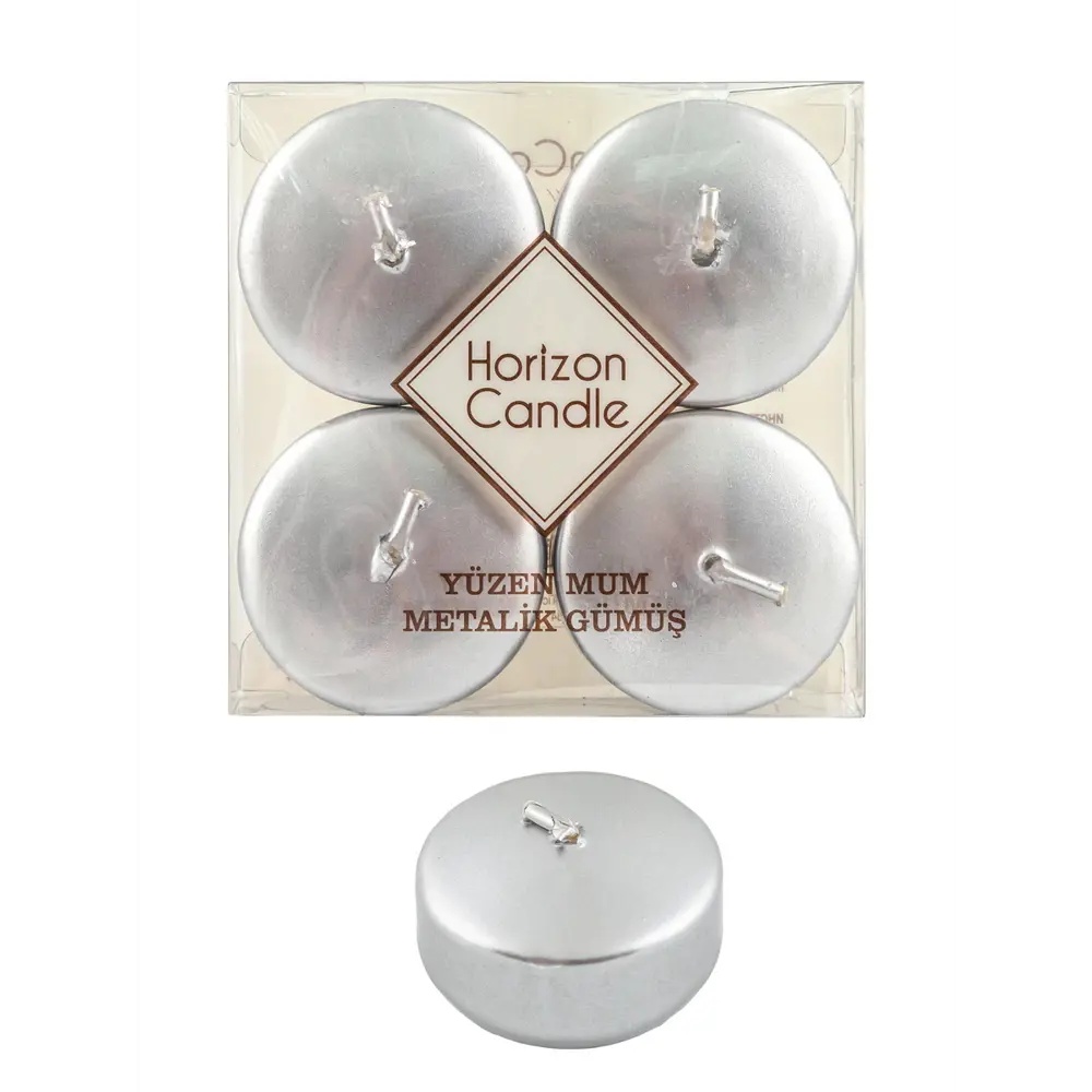 Фото Свеча Horizon Candles плавающая 25x50 мм 4 шт серебряная Фото Свеча Horizon Candles плавающая 25x50 мм 4 шт серебряная
